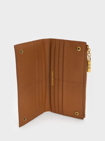 Cesia Top-Zip Long Wallet, Chocolate, hi-res