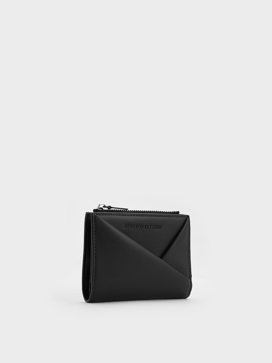 Noir Midori Geometric Top-Zip Wallet - CHARLES & KEITH ID