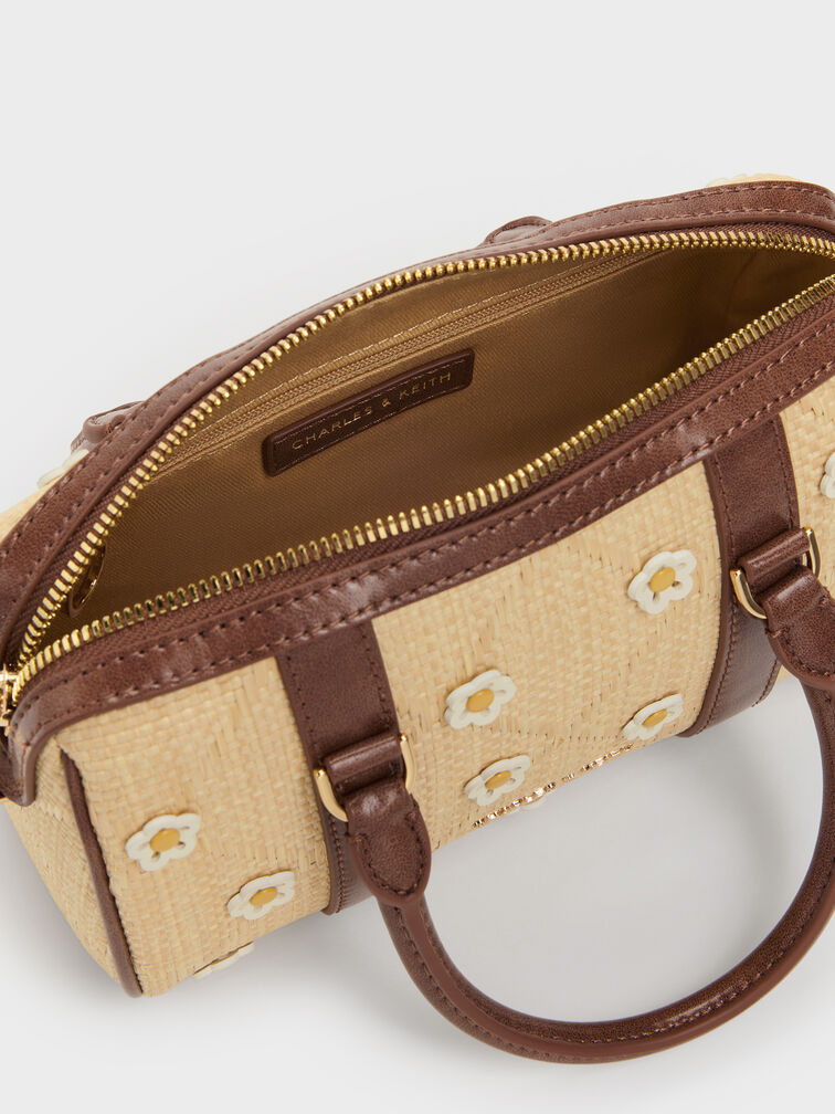 Tas Bowling Flower Philomena Raffia, Beige, hi-res