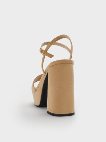 Faux Suede Block-Heel Platform Sandals, Sand, hi-res