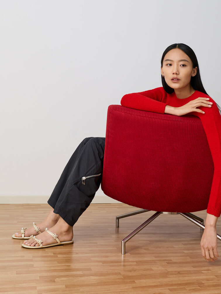 Sandal Slide Knot-Pearl Orinda, Butter, hi-res