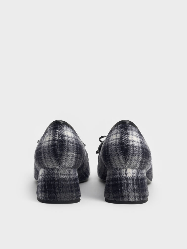 Sepatu Pumps Loafer Bow Circle-Charm, Dark Grey, hi-res