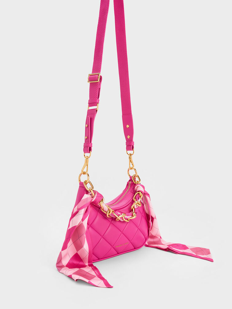 Mini Alcott Scarf Handle Quilted Bag, Fuchsia, hi-res