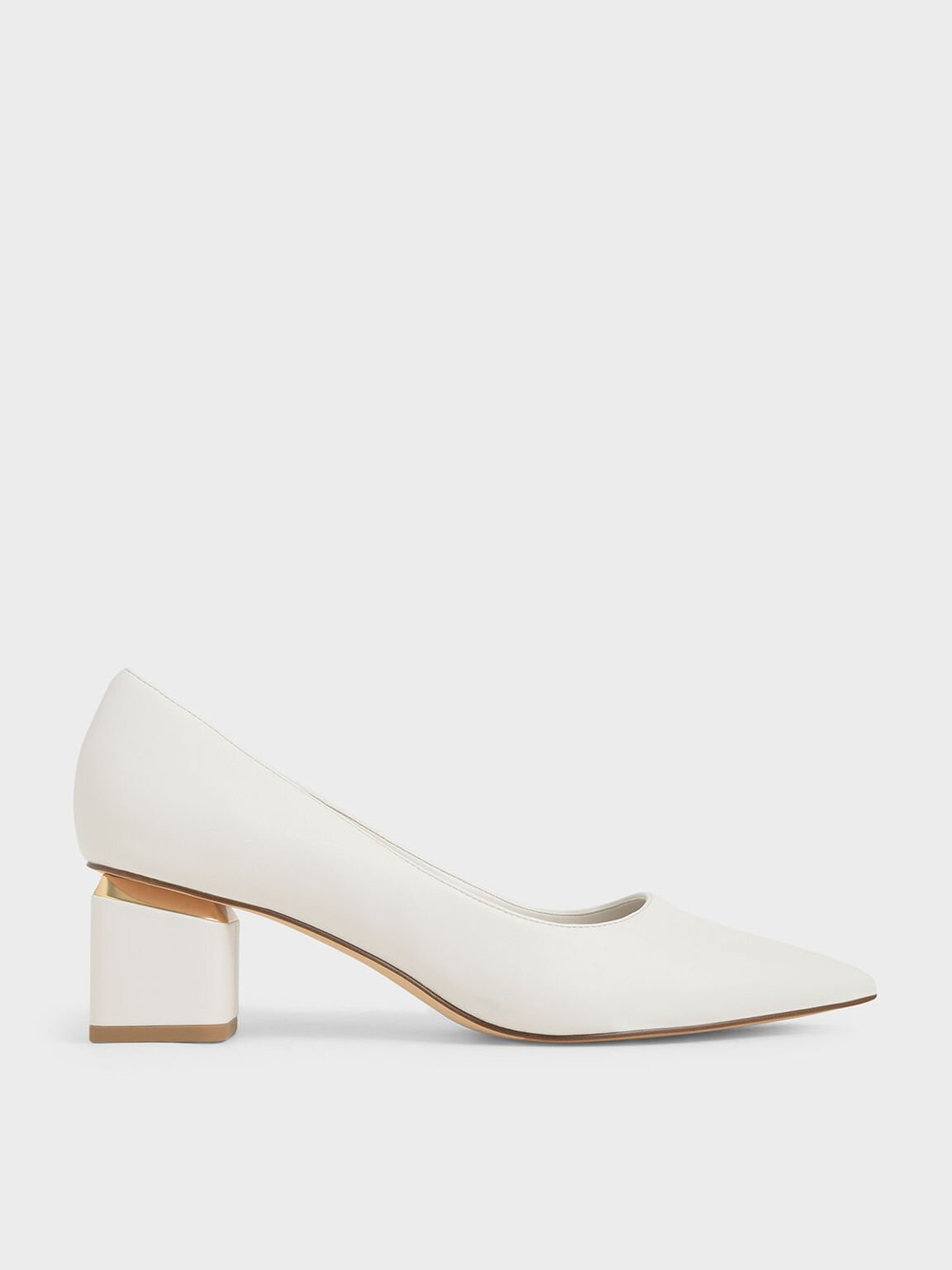 Metal Accented Pointed Toe Pumps, Chalk, hi-res