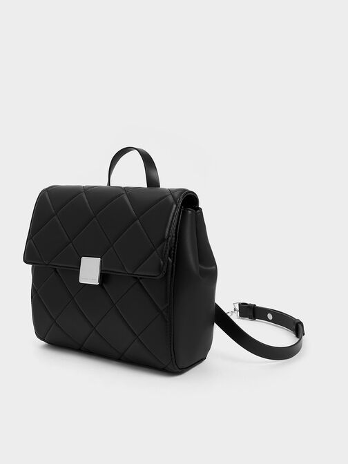 Lucy Quilted Backpack, Noir, hi-res