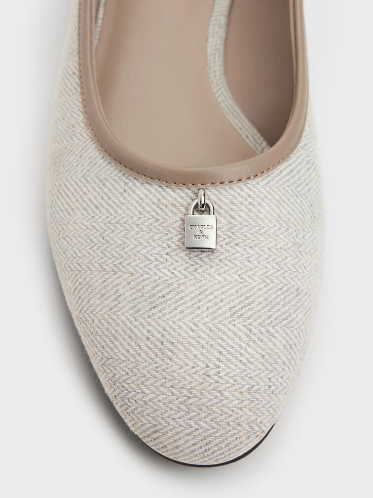 Sepatu Flats Ballet Two-Tone Griselda, Light Grey, hi-res