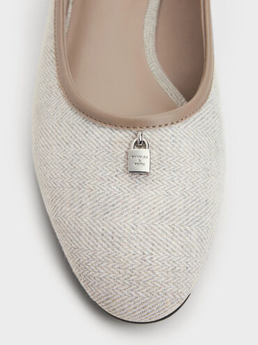 Sepatu Flats Ballet Two-Tone Griselda, Light Grey, hi-res