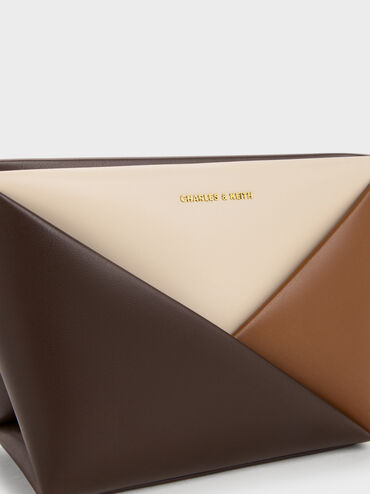 Tas Selempang Geometric Midori Colourblock, Multi Brown, hi-res