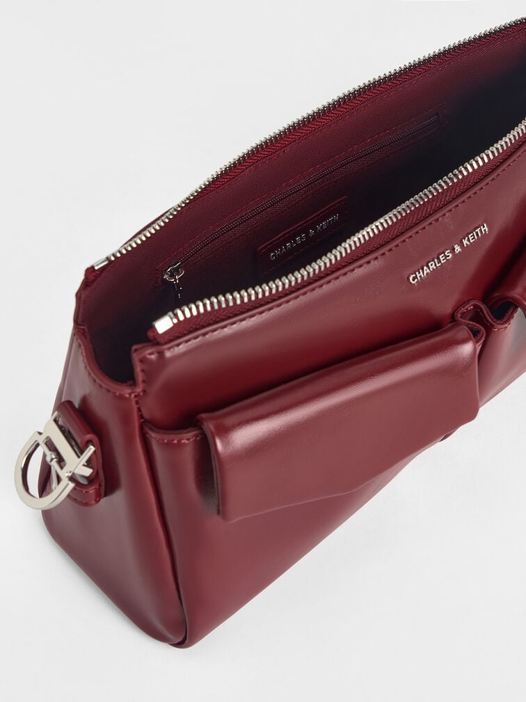 Tas Bahu Chain Front-Pocket Rachel, Burgundy, hi-res
