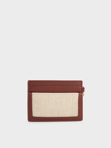 Card Holder Scottie Recycled Leather & Canvas, Brick, hi-res