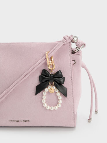 Halsey Bow-Pearl Charm, Black, hi-res
