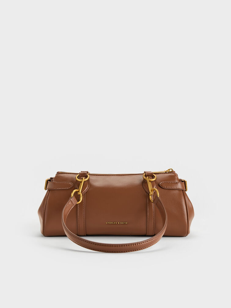 Tas Bahu Elongated Metallic-Accent Gwynne, Chocolate, hi-res