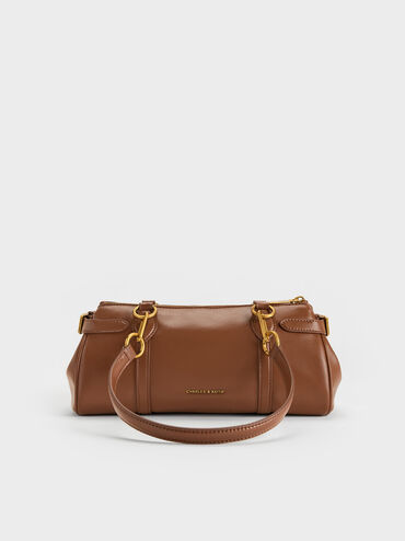 Tas Bahu Elongated Metallic-Accent Gwynne, Chocolate, hi-res