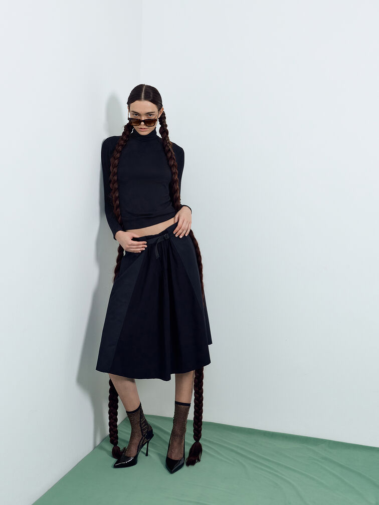 Leather Slingback Stiletto Pumps, Black Box, hi-res