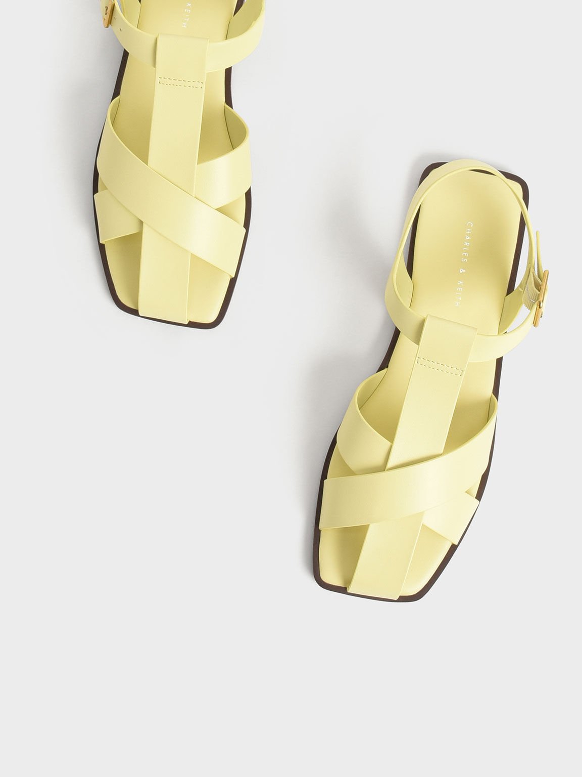 Strappy Crossover Sandals, Yellow, hi-res