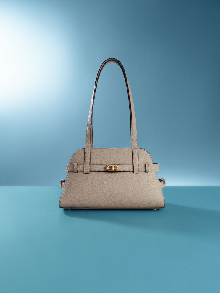 Tas Bahu Belted Aubrielle, Taupe, hi-res