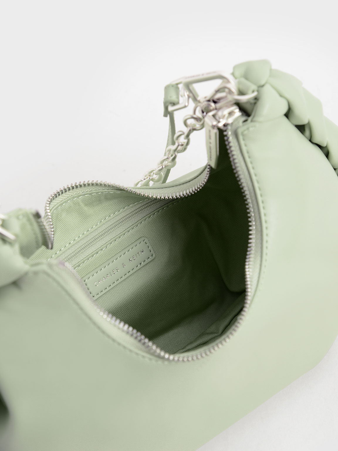 Abby Chain Handle Braided Hobo Bag, Mint Green, hi-res