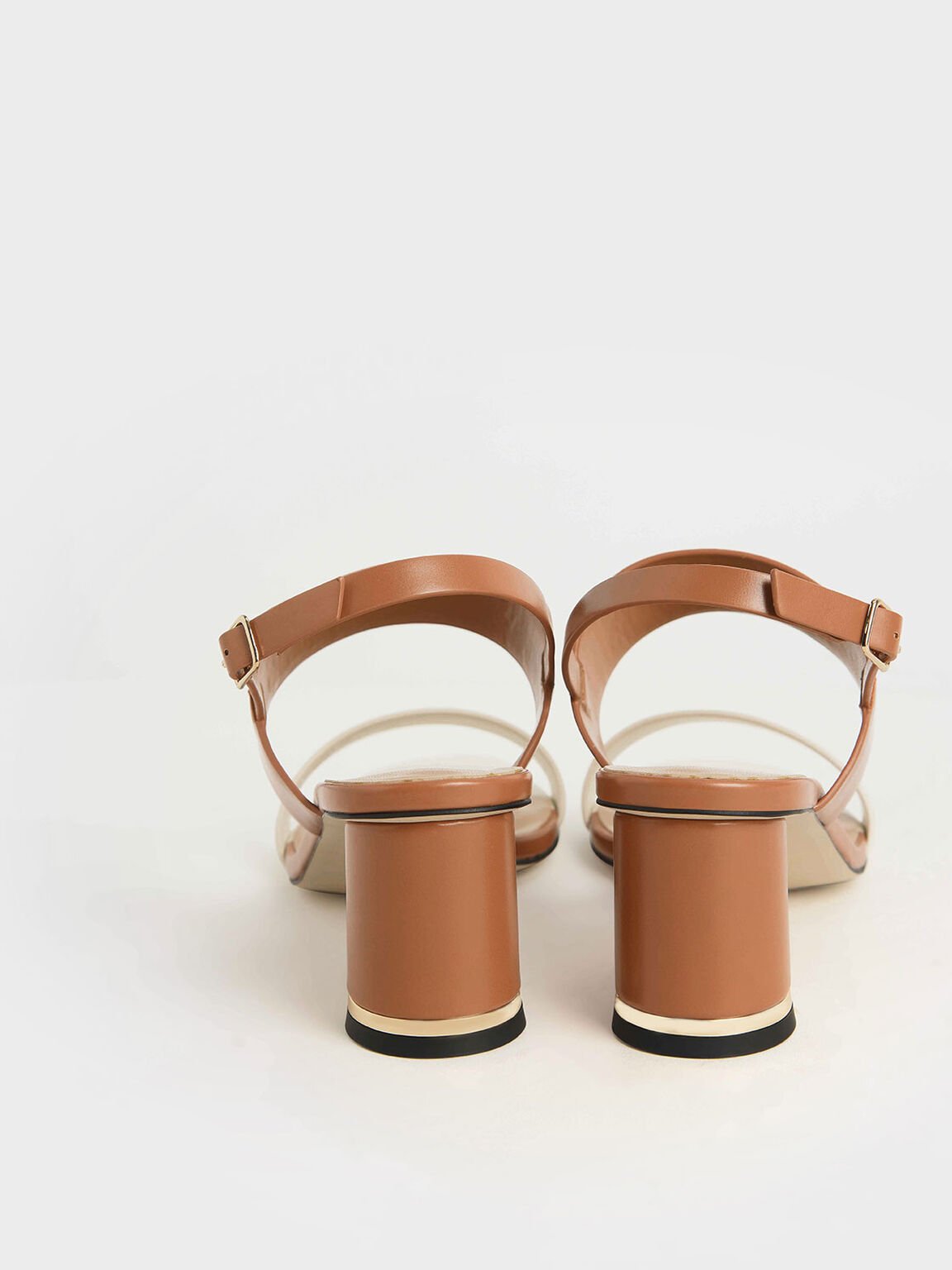 Sandal Two-Tone Cylindrical Heel, Multi, hi-res