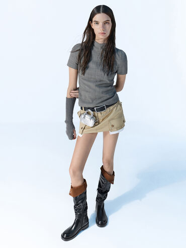 Sianna Metallic Bag Charm​, Silver, hi-res