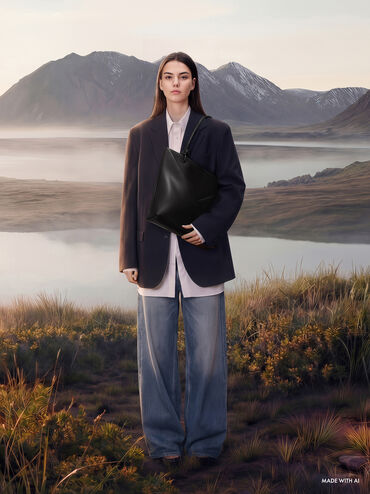 Midori Geometric Tote Bag, Jet Black, hi-res