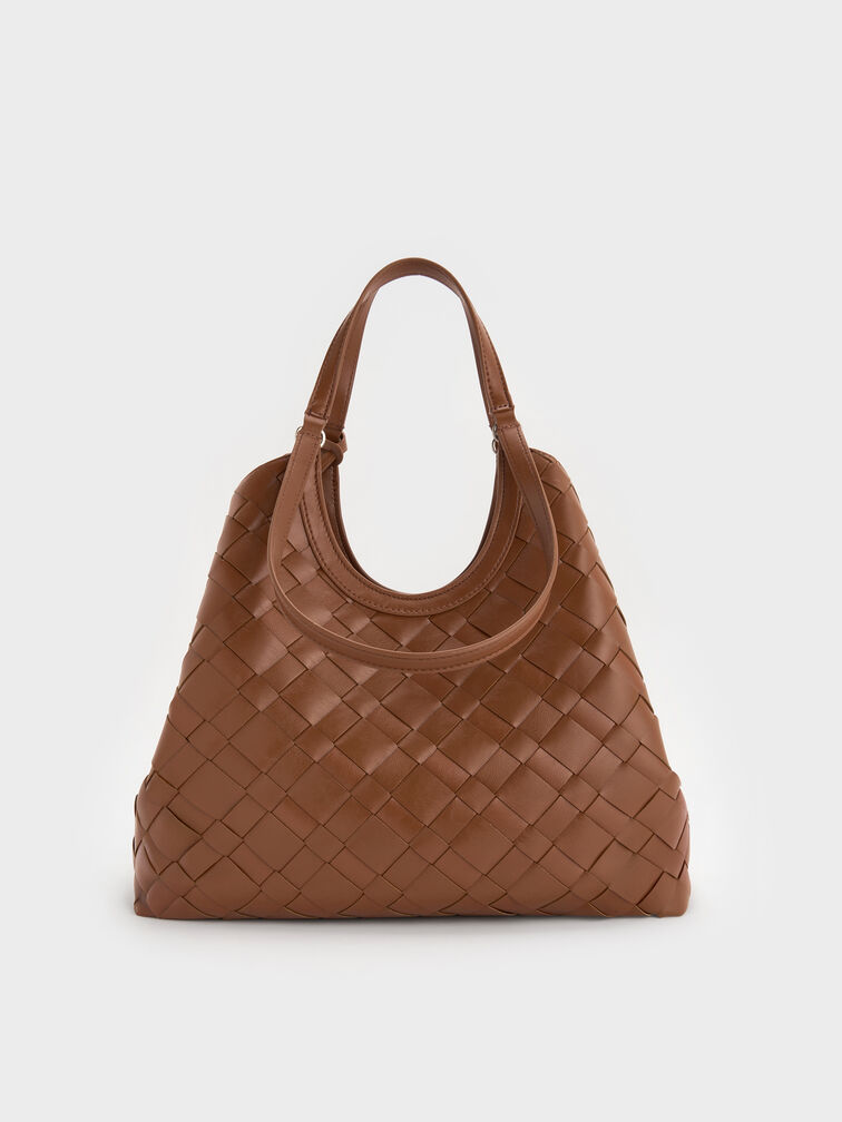Tote Bag Woven Ivette, Chocolate, hi-res