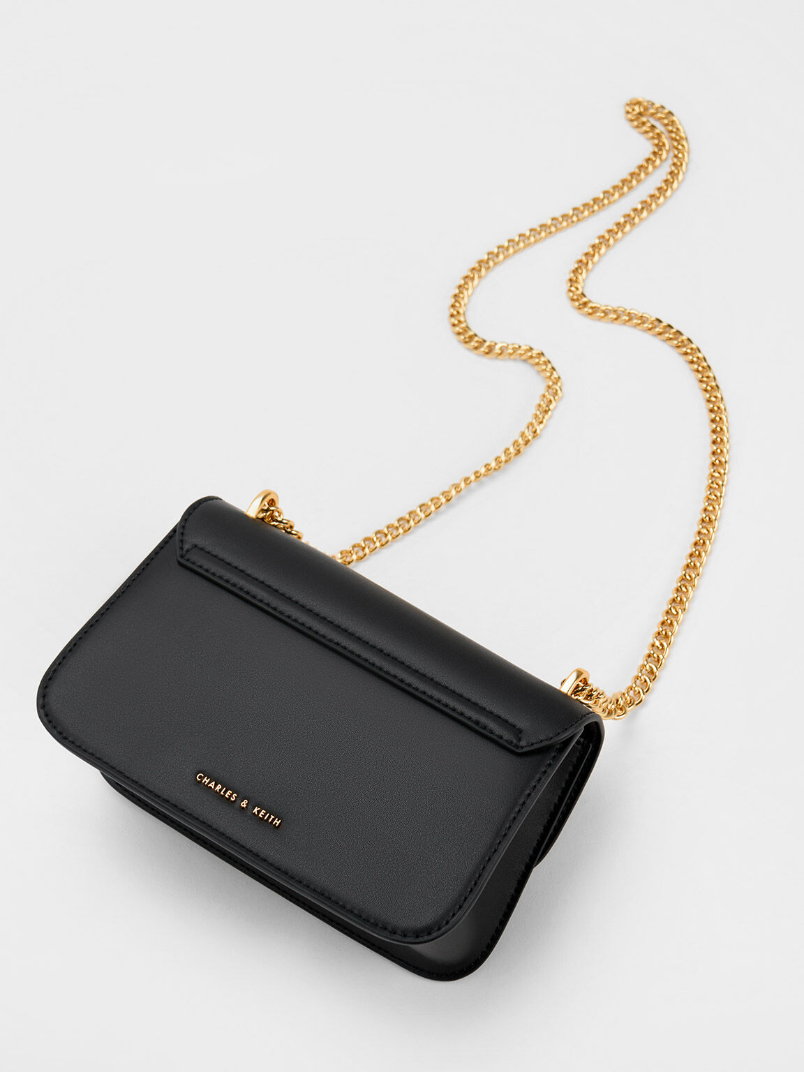 Black Merial Metallic Accent Crossbody Bag CHARLES KEITH ID