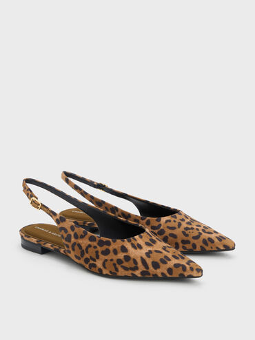 Emelia Leopard-Print Slingback Flats, Animal Print Natural, hi-res
