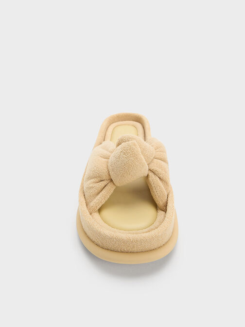 Sandal Slide Knotted Loey Textured, Beige, hi-res