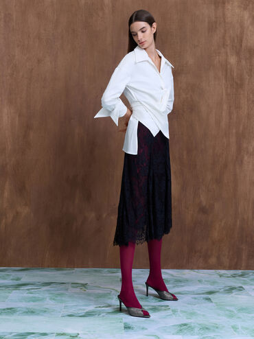 Glittered Mesh Peep-Toe Heeled Mules, Grey, hi-res