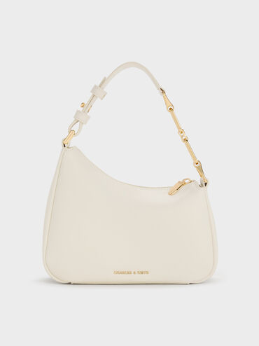 Tas Bahu Chain-Accent Agatha Mini, Cream, hi-res