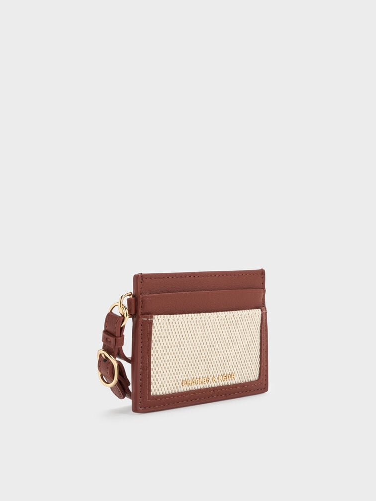 Card Holder Scottie Recycled Leather & Canvas, Brick, hi-res