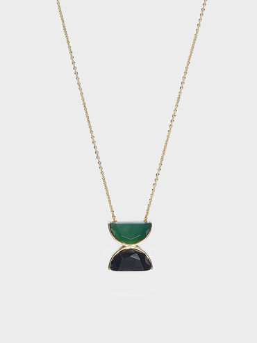 Black Marble Necklace, Green, hi-res