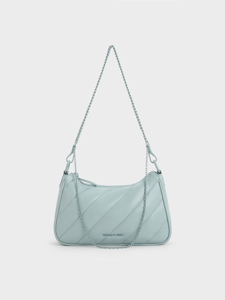 Philomena Puffy Chain-Strap Crossbody Bag, Slate Blue, hi-res