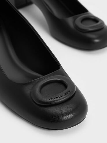 Sepatu Pumps Oval Trapeze-Heel, Black, hi-res