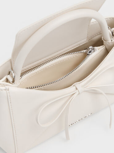 Tas Top Handle Panelled Bow Hazel, Cream, hi-res