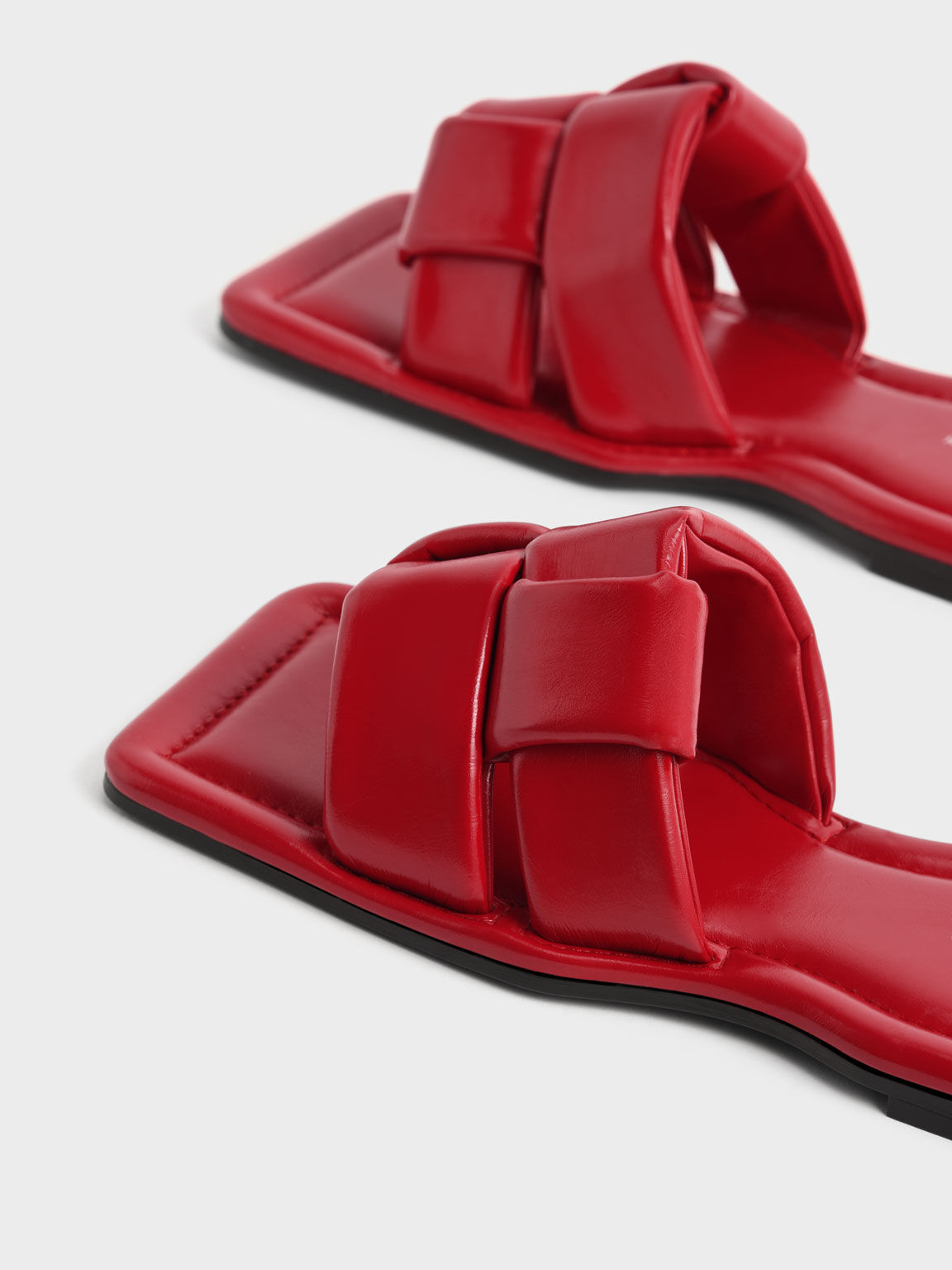Sandal Slide Interwoven Strap, Red, hi-res