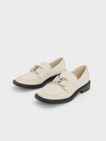 Sepatu Loafers Gabine Leather, Chalk, hi-res