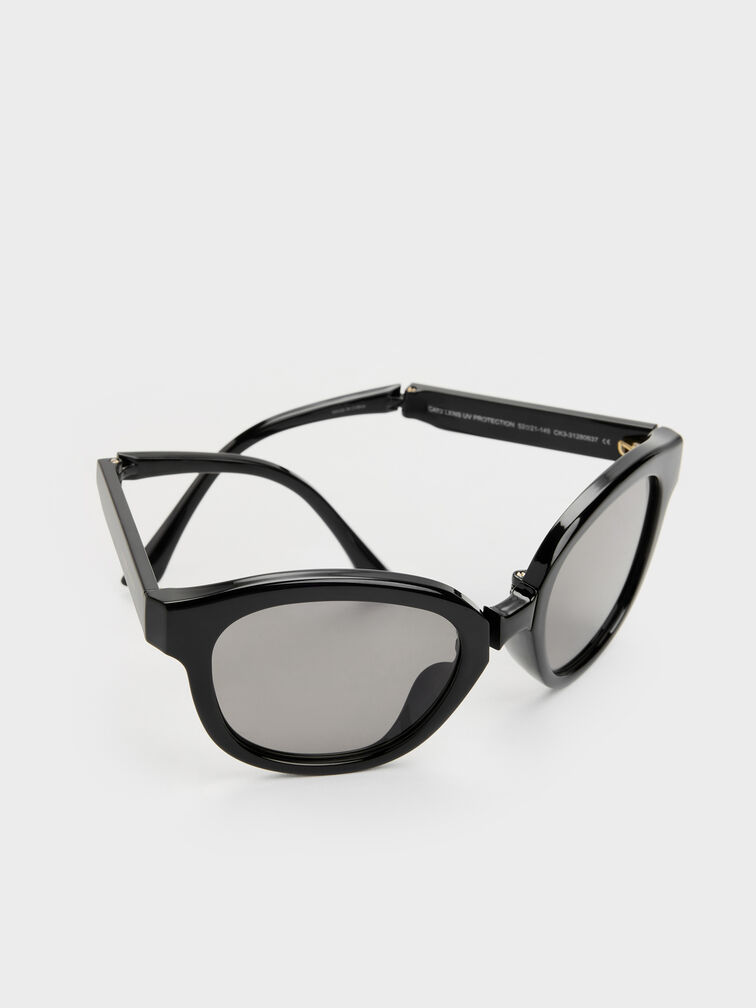 Kacamata Round Brea, Black, hi-res