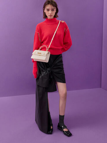 Tas Top Handle Belted Arlet, Cream, hi-res