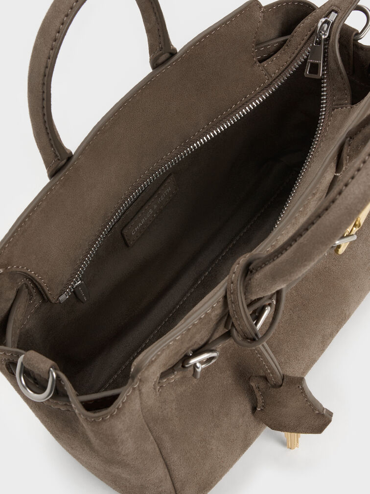 Tas Tote Belted Delfina Mini, Stone Grey, hi-res