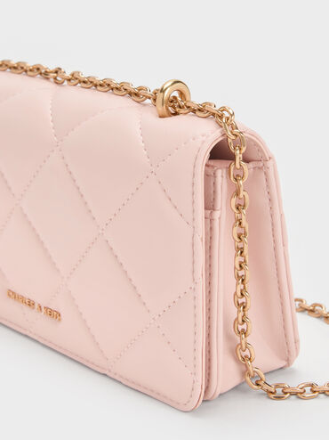 Dompet Panjang Chain-Handle Quilted Paffuto, Soft Pink, hi-res