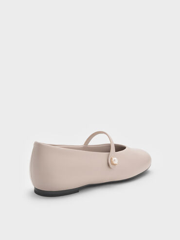 Marie Pearl Mary Jane Flats, Taupe, hi-res