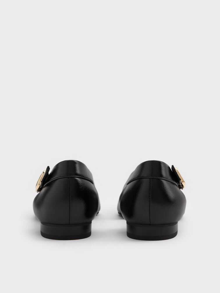 Buckled Cut-Out Ballet Flats, Black, hi-res