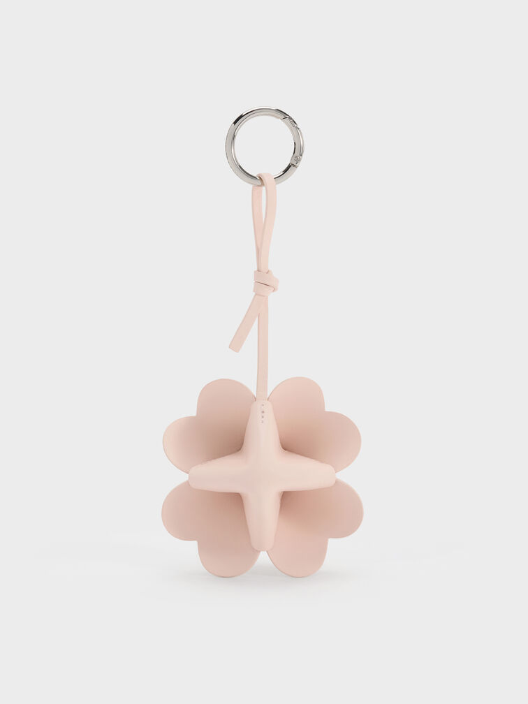 Four-Leaf Clover Heart Charm, Powder Pink, hi-res