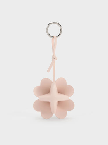 Four-Leaf Clover Heart Charm, Powder Pink, hi-res