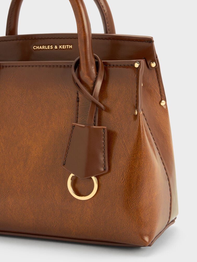 Tas Top Handle Structured Rene, Tan, hi-res