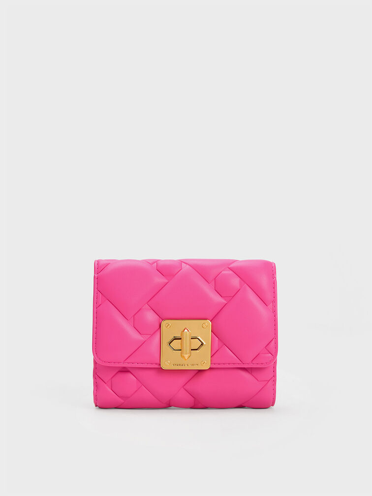 Tillie Quilted Wallet, Fuchsia, hi-res