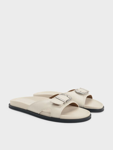 Sendal Selop Buckled Stitch-Trim, Chalk, hi-res