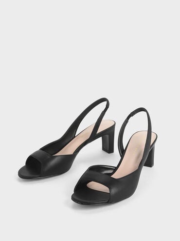 Open Toe D&apos;Orsay Slingback Heels, Black, hi-res