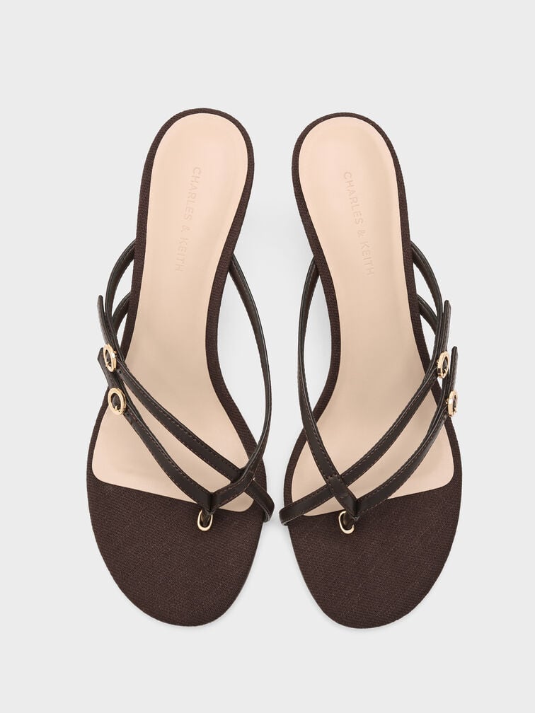 Sandal Slingback Slant-Heel, Dark Brown, hi-res